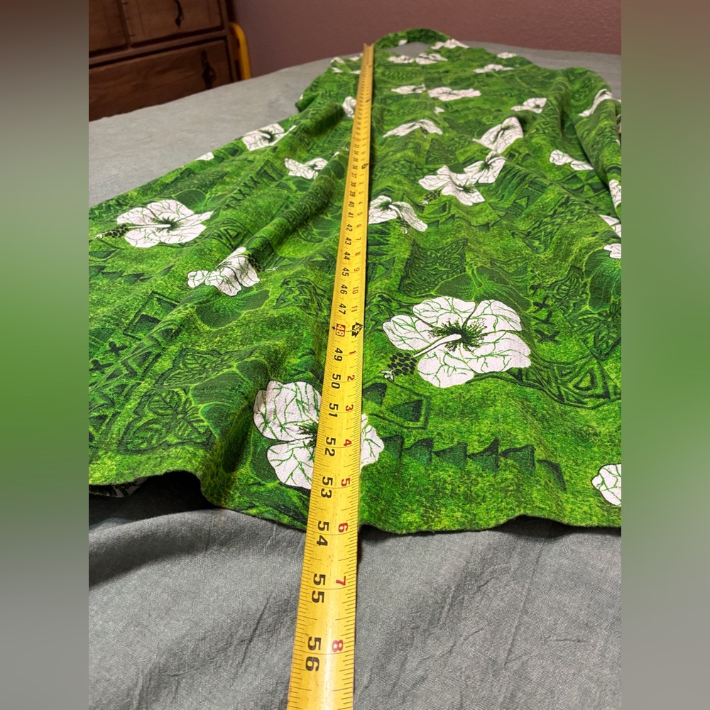 Vintage 60s/70s Small Barkcloth Hawaiian Halter Maxi Tiki Dress Muumuu - Picture 7 of 9